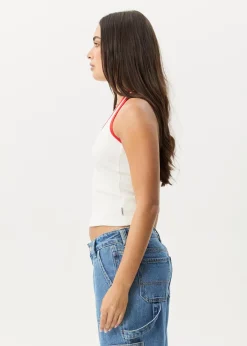 Sleeveless|Essentials<Afends Basis - Rib Halter White / Tomato