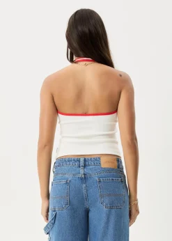 Sleeveless|Essentials<Afends Basis - Rib Halter White / Tomato