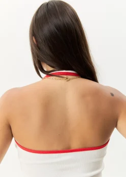 Sleeveless|Essentials<Afends Basis - Rib Halter White / Tomato