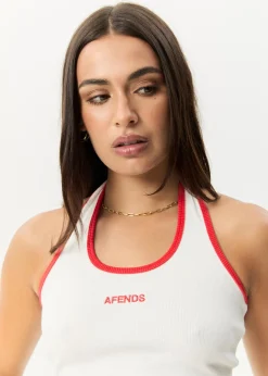 Sleeveless|Essentials<Afends Basis - Rib Halter White / Tomato