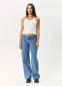 Sleeveless|Essentials<Afends Basis - Rib Halter White / Tomato