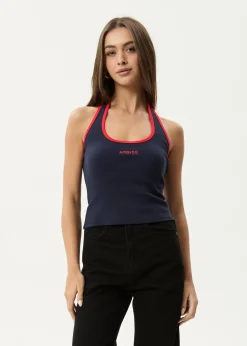Sets & Co-Ords|Sleeveless<Afends Basis  - Rib Halter Navy / Tomato