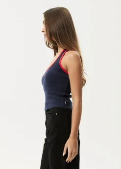 Sets & Co-Ords|Sleeveless<Afends Basis  - Rib Halter Navy / Tomato
