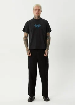 T-Shirts<Afends Bats  - Raglan Boxy Tee Stone Black
