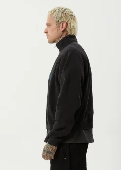 Sweaters & Hoodies<Afends Bats  - Raglan Quarter Zip Crew Stone Black