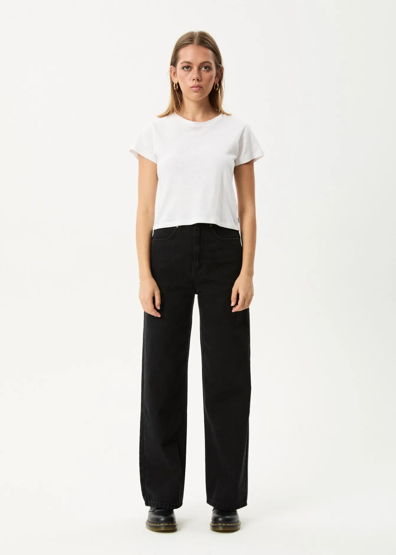Jeans|Essentials<Afends Bella - Denim Wide Leg Baggy Jean Washed Black