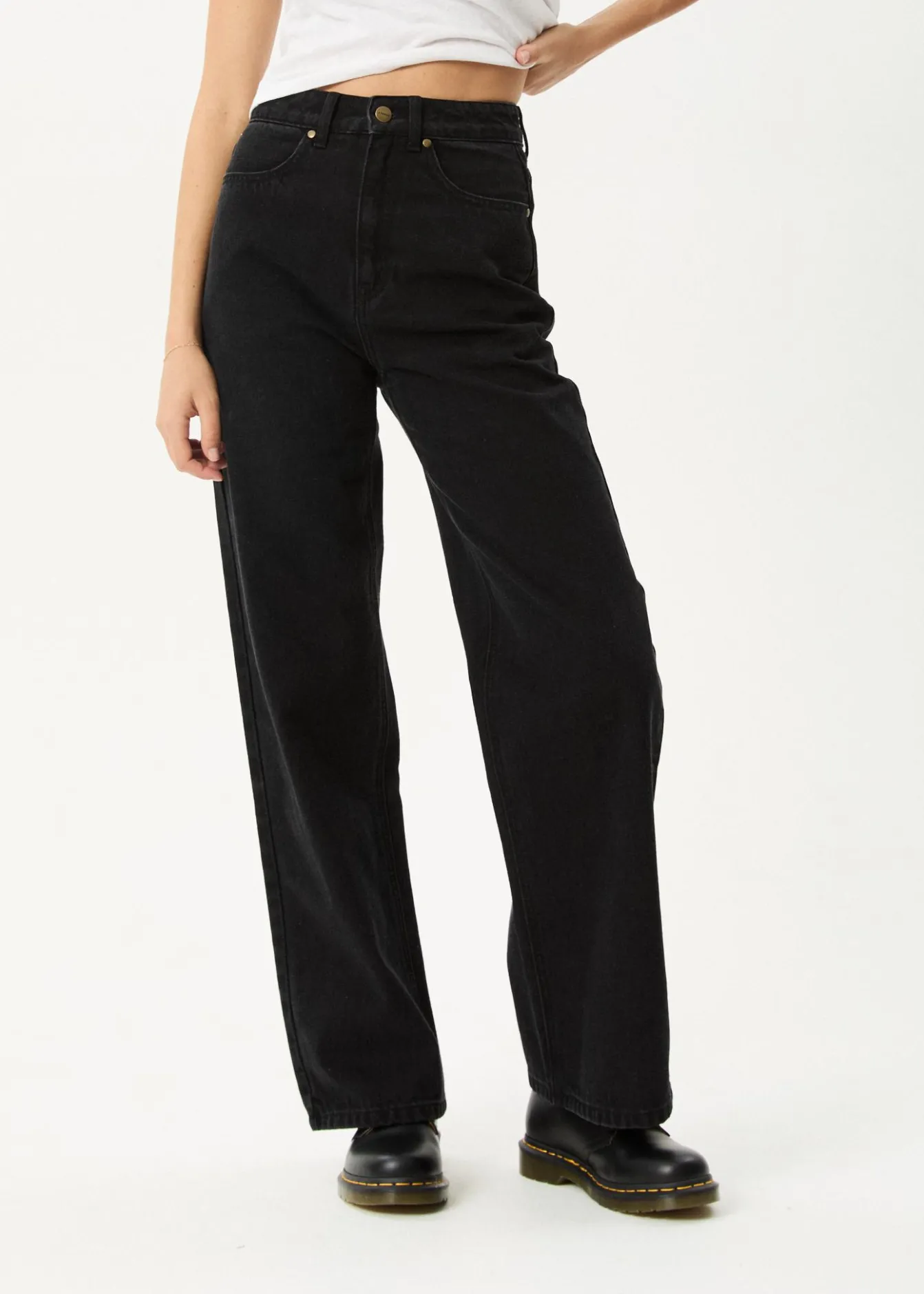 Jeans|Essentials<Afends Bella - Denim Wide Leg Baggy Jean Washed Black