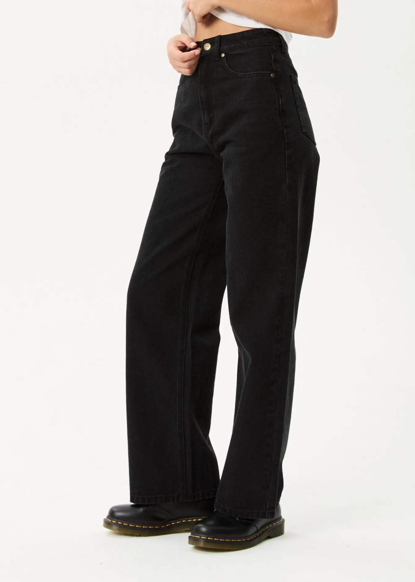 Jeans|Essentials<Afends Bella - Denim Wide Leg Baggy Jean Washed Black