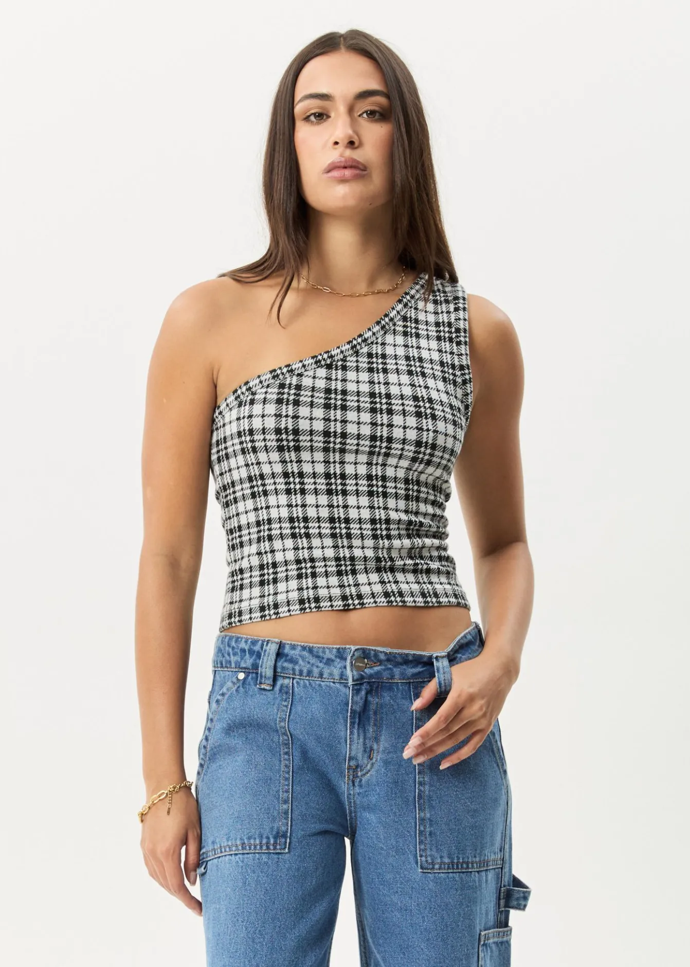 Sleeveless<Afends Blair - One Shoulder Top Black / White