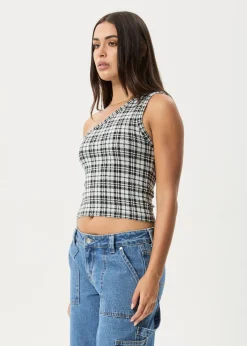 Sleeveless<Afends Blair - One Shoulder Top Black / White