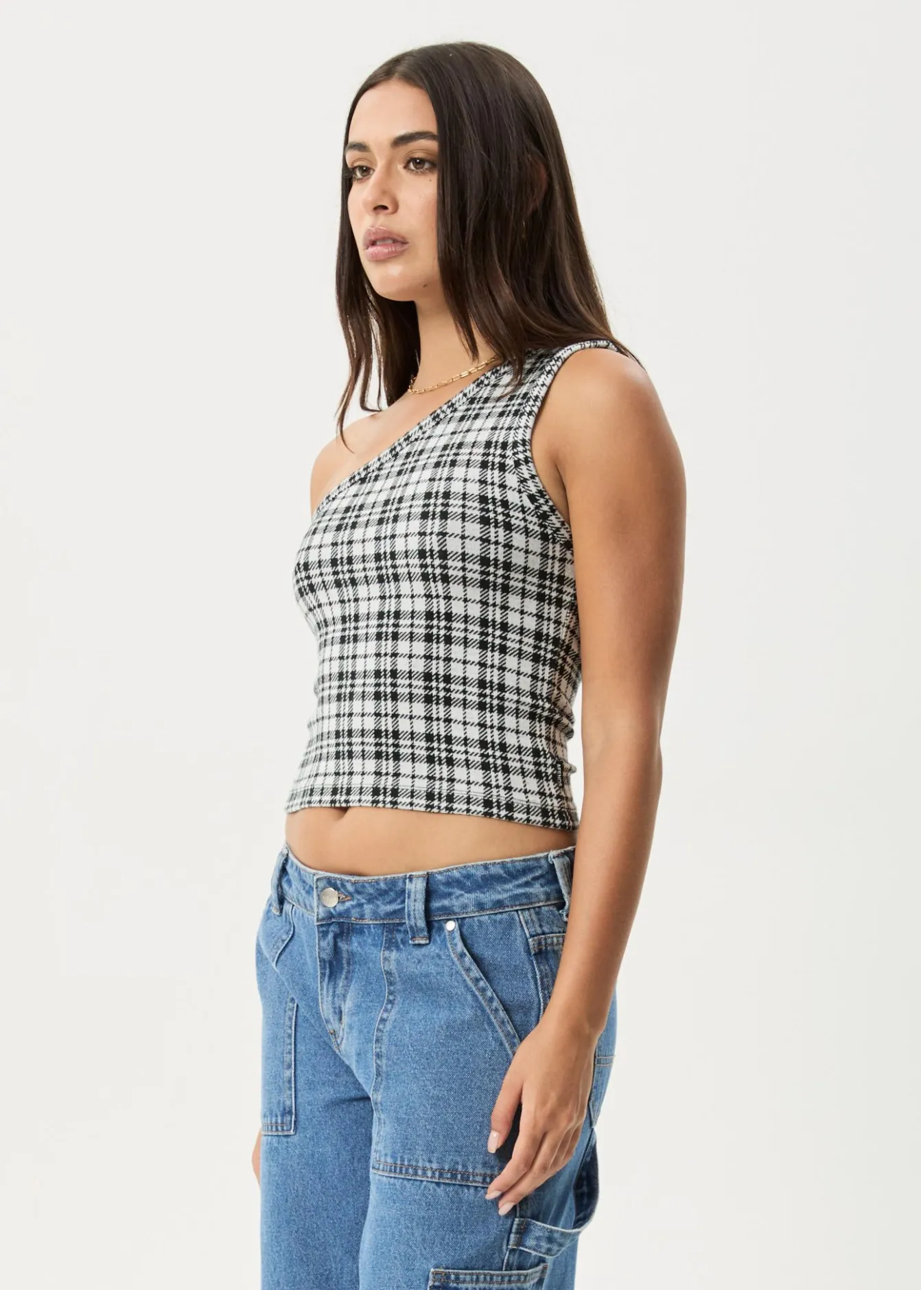 Sleeveless<Afends Blair - One Shoulder Top Black / White