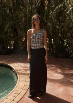 Sleeveless<Afends Blair - One Shoulder Top Black / White