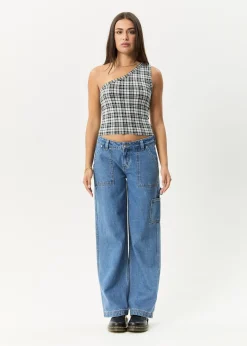Sleeveless<Afends Blair - One Shoulder Top Black / White