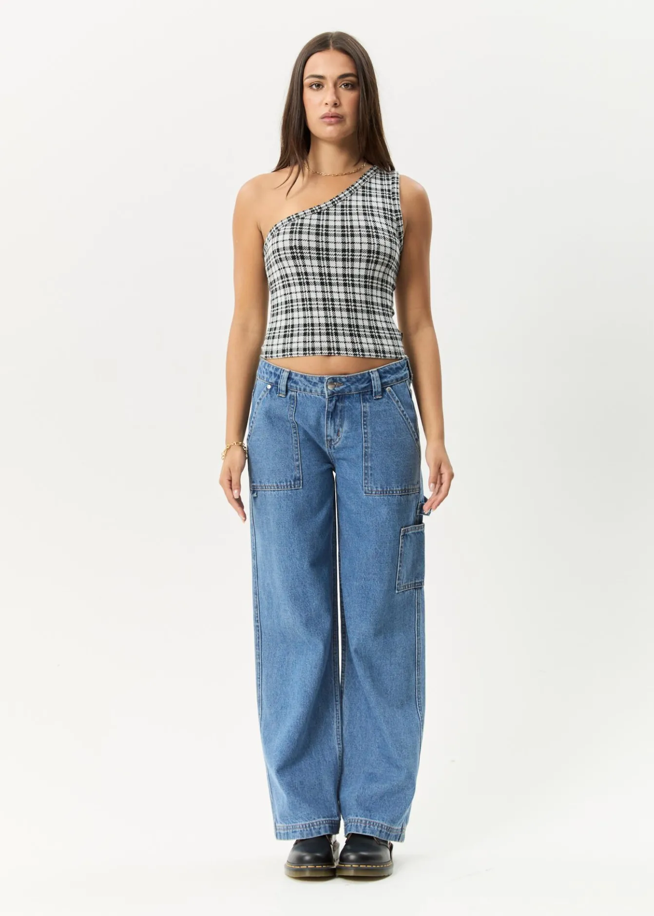 Sleeveless<Afends Blair - One Shoulder Top Black / White