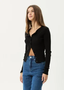 Long Sleeve<Afends Bronte  -  Knit Cardigan Black
