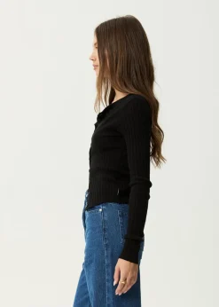 Long Sleeve<Afends Bronte  -  Knit Cardigan Black