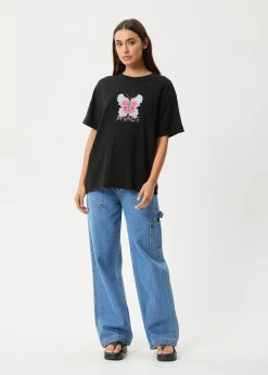 Tees & Shirts<Afends Butterfluer  - Oversized Tee Black