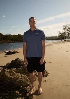 Shirts<Afends Byron Trip  - Short Sleeve Polo Shirt Marlin