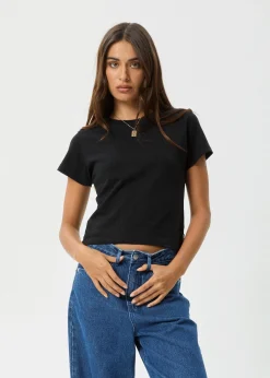 Tees & Shirts|Essentials<Afends Carmen  - Baby Tee Black