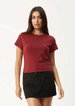 Tees & Shirts|Essentials<Afends Carmen  - Baby Tee Burgundy
