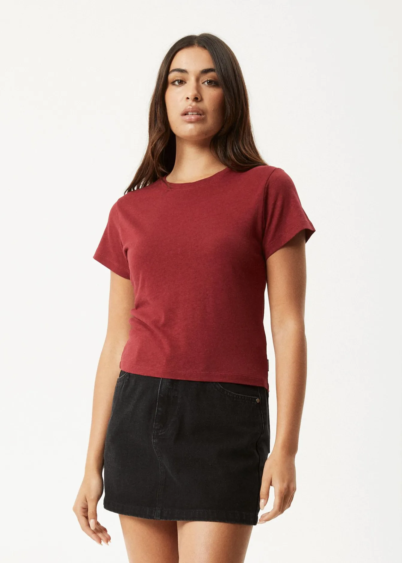Tees & Shirts|Essentials<Afends Carmen - Baby Tee Burgundy