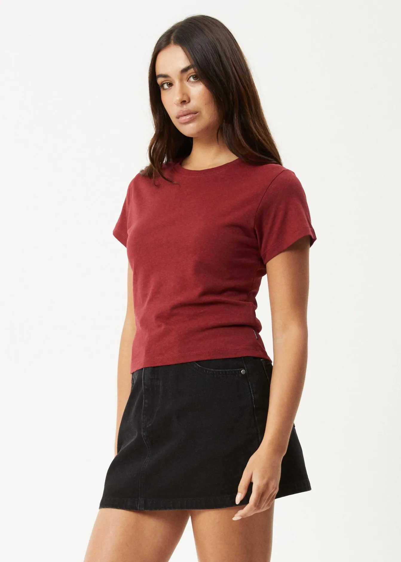Tees & Shirts|Essentials<Afends Carmen - Baby Tee Burgundy
