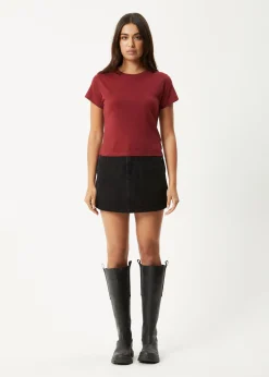 Tees & Shirts|Essentials<Afends Carmen - Baby Tee Burgundy