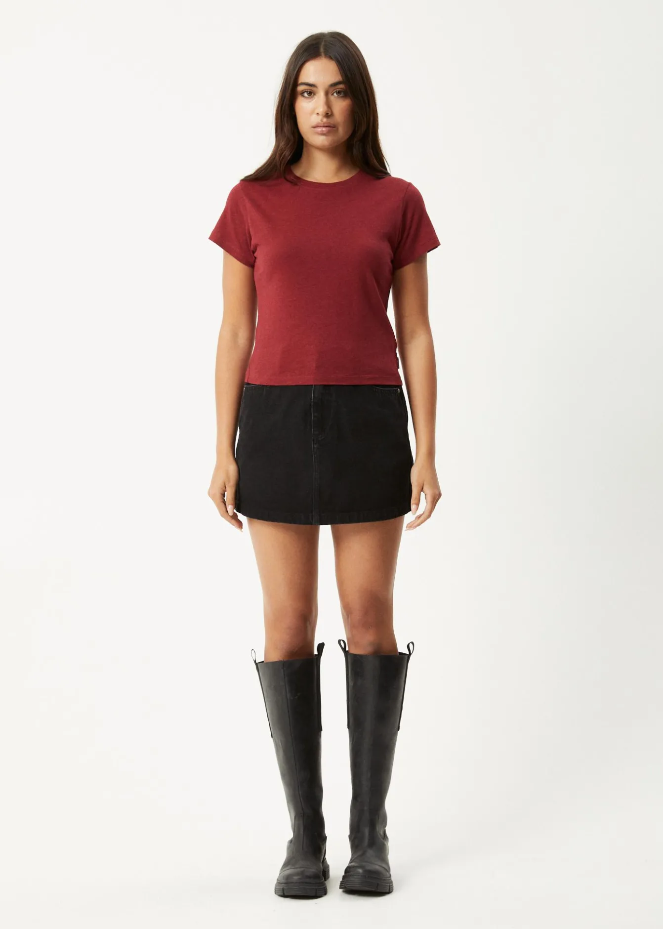 Tees & Shirts|Essentials<Afends Carmen - Baby Tee Burgundy