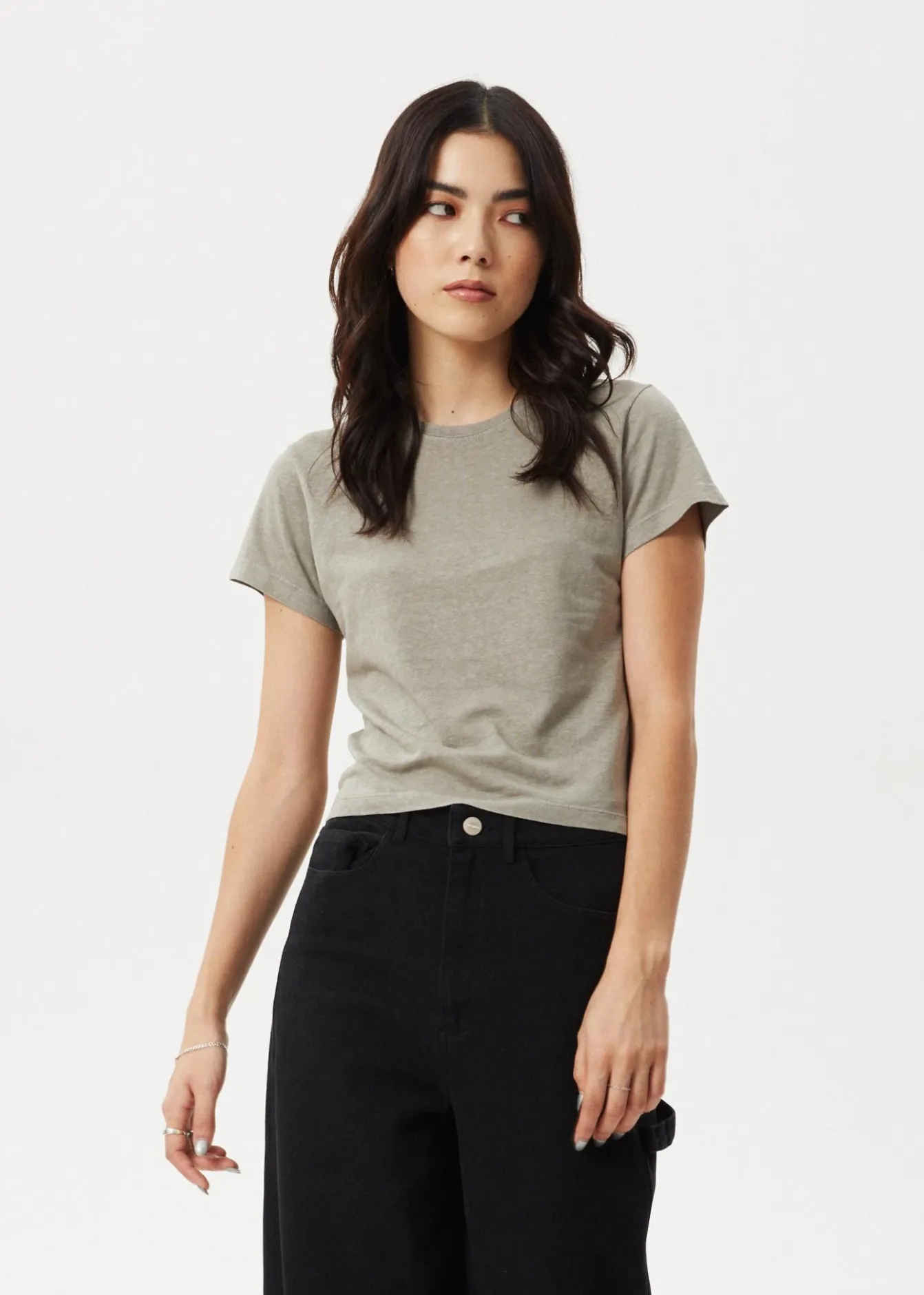 Tees & Shirts|Essentials<Afends Carmen - Baby Tee Olive