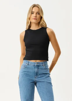 Sleeveless|Essentials<Afends Charlie  - Rib Singlet Black