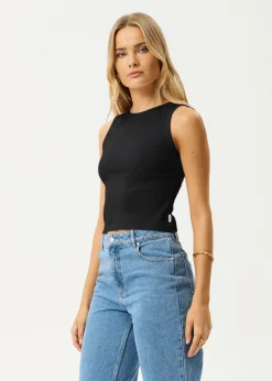 Sleeveless|Essentials<Afends Charlie  - Rib Singlet Black