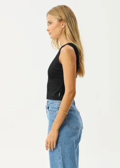 Sleeveless|Essentials<Afends Charlie  - Rib Singlet Black