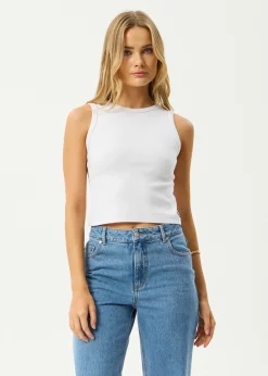 Sleeveless<Afends Charlie  - Rib Singlet White