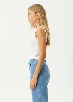 Sleeveless<Afends Charlie - Rib Singlet White