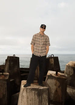 Shirts|Sets & Co-Ords<Afends Check Out - Seersucker Short Sleeve Shirt Moonbeam Check