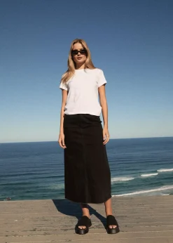 Skirts|Essentials<Afends Chichi  - Denim Midi Skirt Washed Black