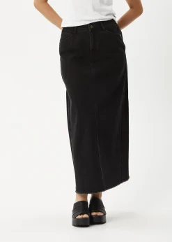 Skirts|Essentials<Afends Chichi  - Denim Midi Skirt Washed Black