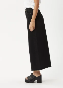 Skirts|Essentials<Afends Chichi  - Denim Midi Skirt Washed Black