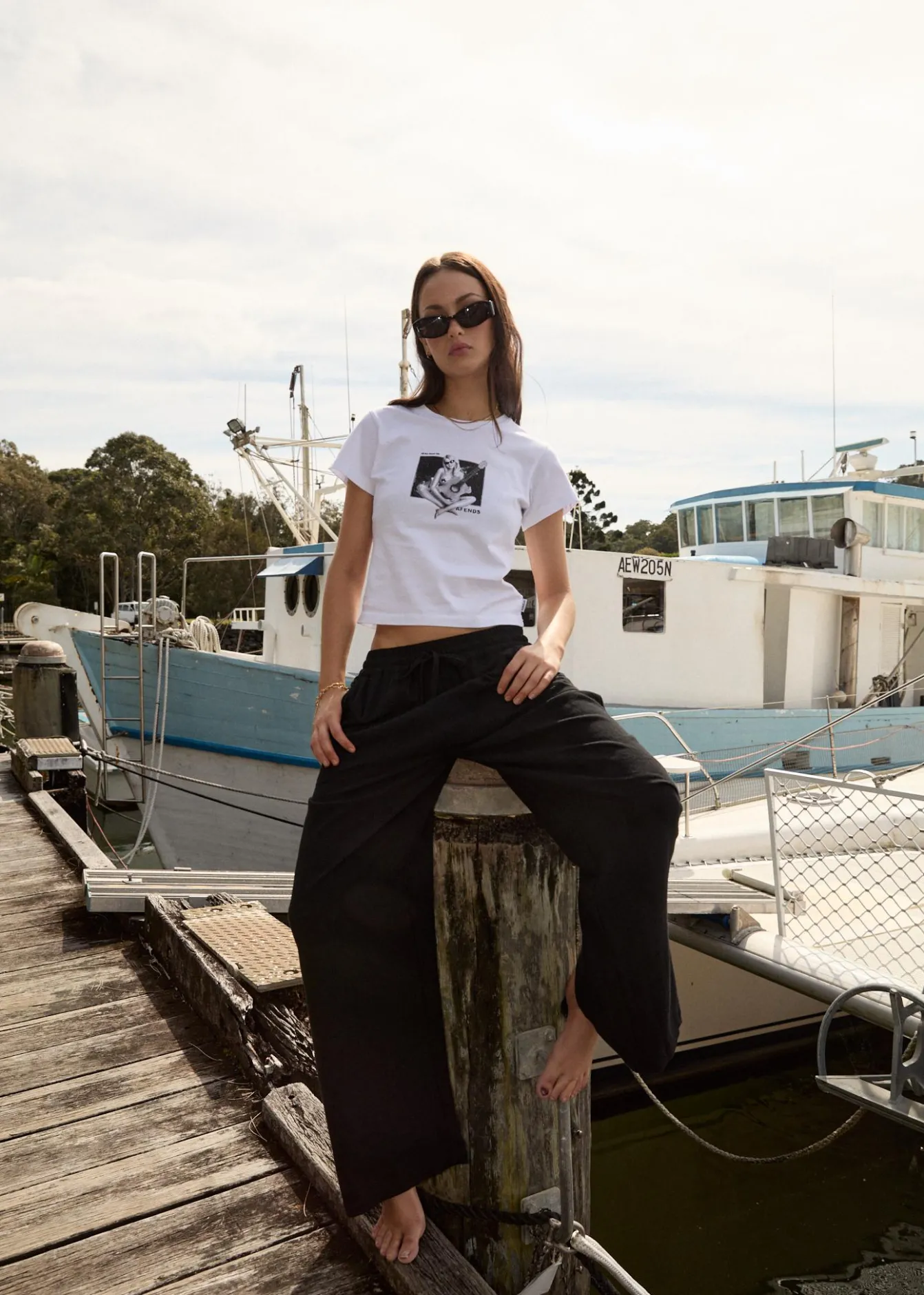 Tees & Shirts<Afends Classic Hits - Baby Tee White
