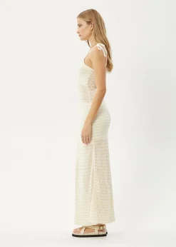Dresses<Afends Claudia - Knit Maxi Dress White / Sand