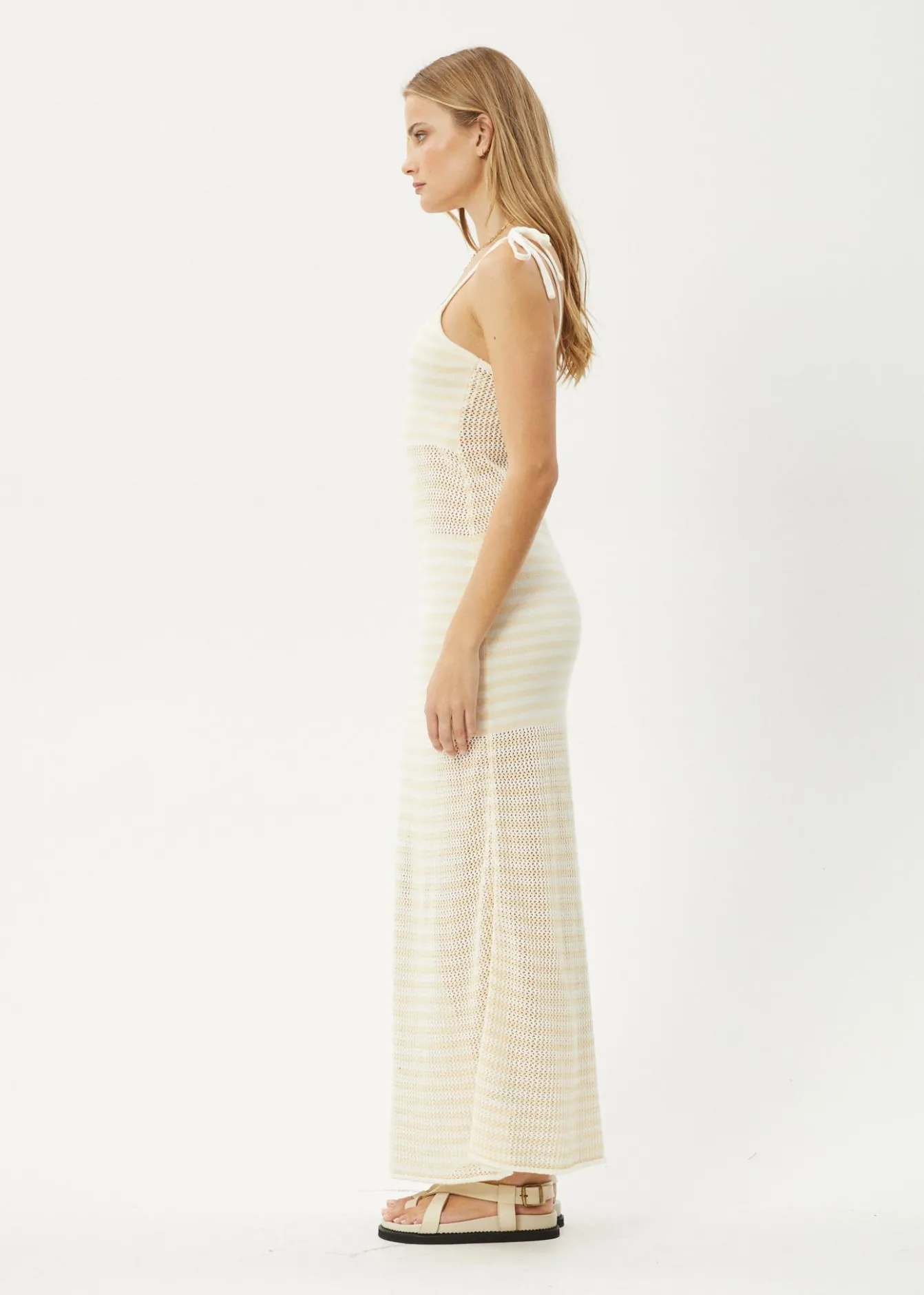 Dresses<Afends Claudia - Knit Maxi Dress White / Sand