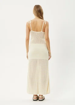 Dresses<Afends Claudia - Knit Maxi Dress White / Sand