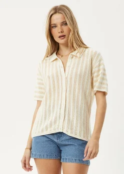 Sets & Co-Ords|Tees & Shirts<Afends Claudia  - Knit Shirt White / Sand