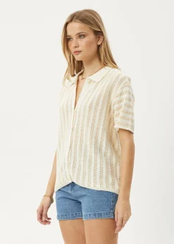 Sets & Co-Ords|Tees & Shirts<Afends Claudia  - Knit Shirt White / Sand