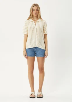 Sets & Co-Ords|Tees & Shirts<Afends Claudia  - Knit Shirt White / Sand