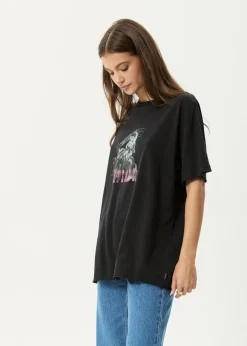 Tees & Shirts<Afends Cosmic Cow  - Oversized Tee Stone Black