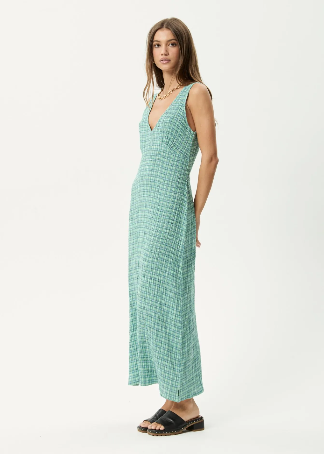 Dresses<Afends Creator - Seersucker Maxi Dress Pine