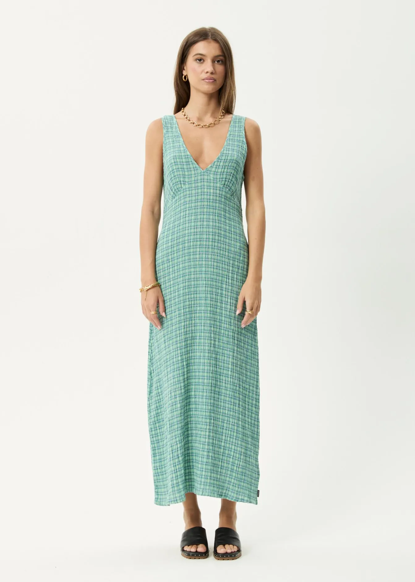 Dresses<Afends Creator - Seersucker Maxi Dress Pine