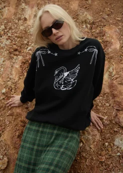 Outerwear<Afends Cygnet  - Crew Neck Jumper Black