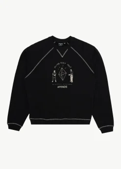 Sweaters & Hoodies<Afends Dance Party  - Crew Neck Jumper Black